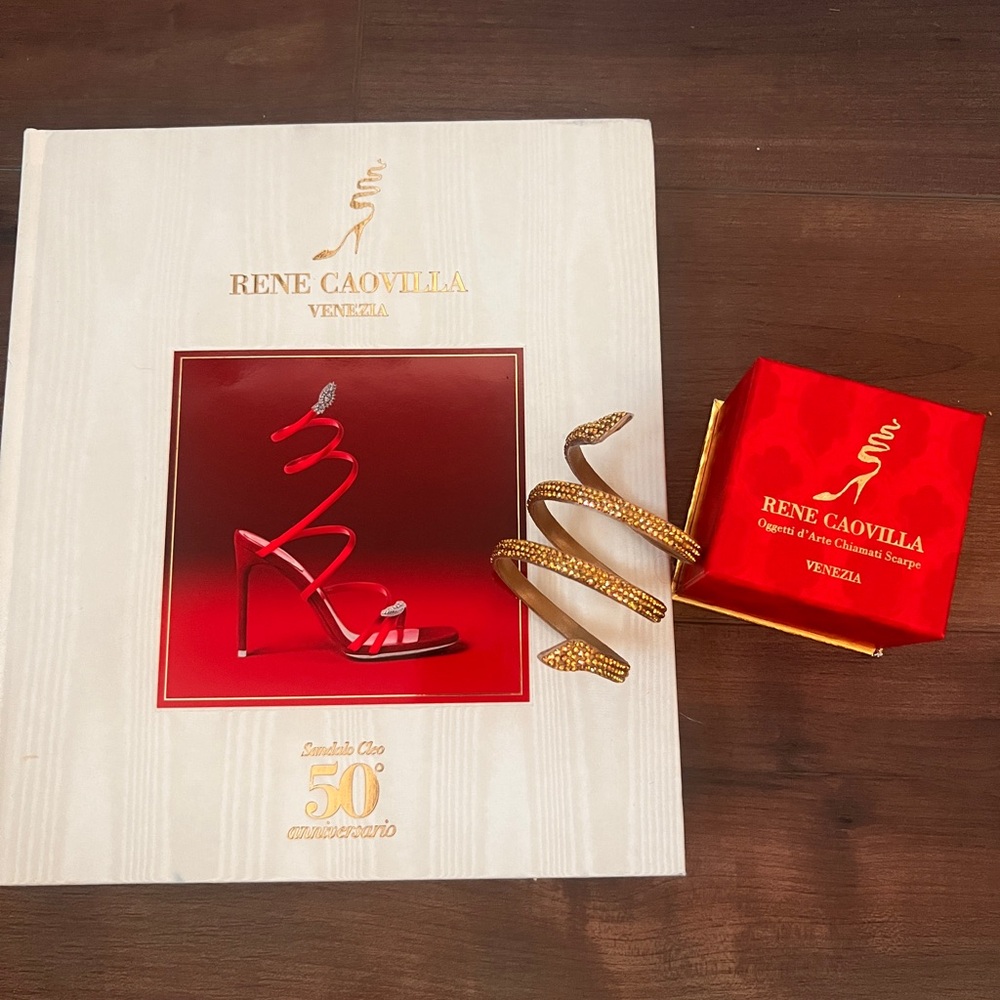 NWT Rene Caovilla 50th Anniversary Book & Bracelet